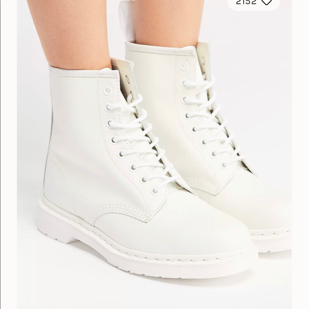 White Dr. Martens 1460 Mono Lace-Up Boots